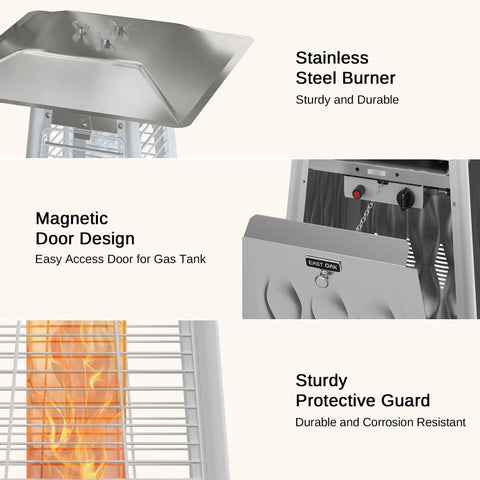 Powerful 48,000 BTU Pyramid Patio Heater With All Stainless Steel Construction quartz glass tube propane outdoor heater design