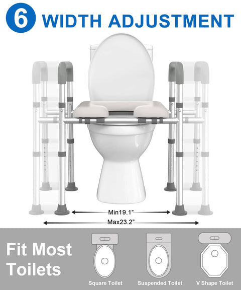 Raised Toilet Seat Riser For Seniors With Quick Twist Adjustment And Lightweight Aluminum Build Delivers A Smooth Anti Slip Top While Giving Back Knee Relief Adding Big Time Comfort To Daily Chores With Zero Hassle All Year Round