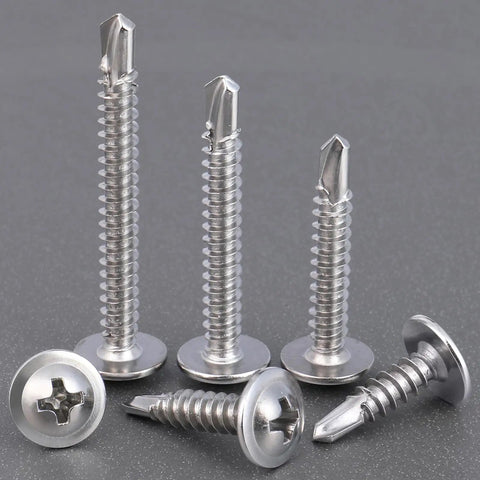 Size 8 Self Tapping Screws Assortment Kit For Metal, 410 Stainless Steel Self Drilling Screws In 6 Sizes, modified truss head