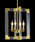 Vintage Candle Chandelier 4 Light E12 Farmhouse Gold Pendant Light Fixture with Rustic Brushed Brass Finish and Adjustable Hanging Height
