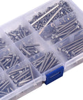 Solid 440 Piece Metric M3 Machine Screw Assortment Kit 304 Stainless With Hex Heads Two Hex Keys Ideal For Machinery Electronics Repair Needing Rust Proof Fasteners That Stay Secure Stop Loosening For Pros And DIYers Keep Gear Tight On Project. open compartment screw kit