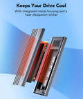 Snappy M.2 NVMe SSD Enclosure With USB 3.2 Gen 2 10Gbps showing aluminum casing and heat dissipation design
