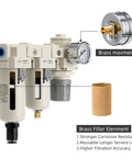 Air Filter Dryer With Auto Drain And Semi Auto Drain Dual Air Filters Pressure Regulator Water Separator For Air Compressors 0 To 150 PSI 60 SCFM
