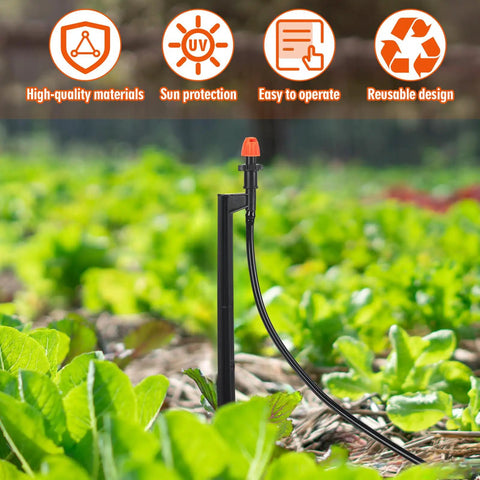 All In One Drip Irrigation Kit 25 Pack With 360 Degree Micro Spray Heads, 12 Inch Stakes, And 16 Inch Tubing in garden