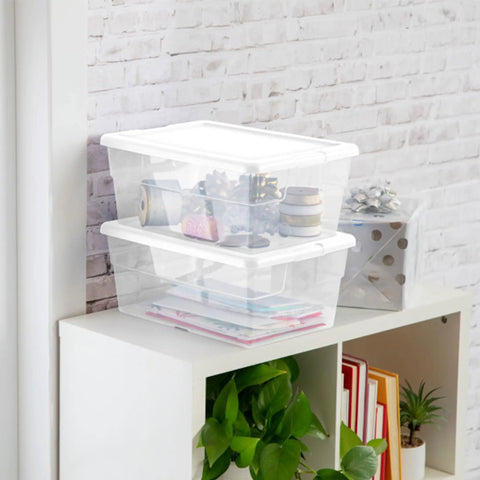Stackable Clear Plastic Storage Bins 16 Quart 24 Pack Kick Your Clutter To The Curb With These Versatile Household Organizers Perfect For Stashing Gear And Keeping Your Home Base Looking Fresh