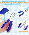 Comfortable soft grip on Six Piece Craft Hole Punch Set With One Quarter Inch Punches For Scrapbooking And Card Making Includes Round Square Floral