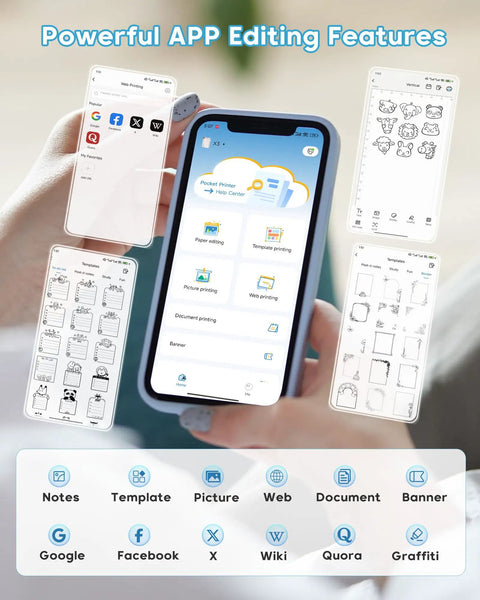 Top Tier Portable Thermal Sticker Printer And Wireless Label Maker With 2 To 3 Inch Wide Format For Photos Study Notes Creative Crafts Journaling Everyday Carry Flex displayed on a smartphone screen.