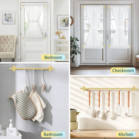 Wrap Around Blackout Curtain Rod 16-28 Inch Adjustable 5/8 Inch Curved Window Rod for Room Darkening in bedroom, checkroom, kitchen, bathroom
