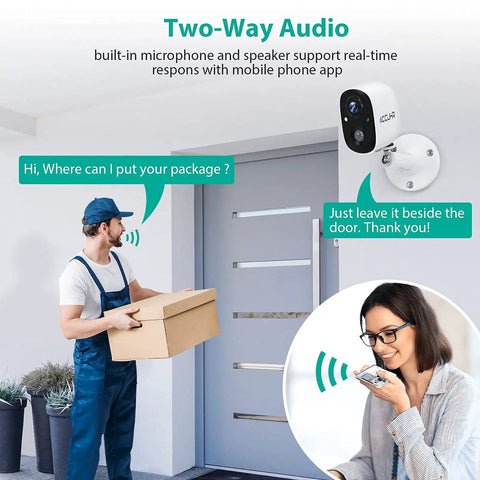 Wireless Outdoor Security Camera System With 1080P Two Way Audio And Full Color Night Vision installed by front door