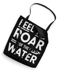 Dope Dragon Boat Racing Tote Bag For Fans And Athletes with 'Feel the Roar of the Water' text and dragon design, black canvas