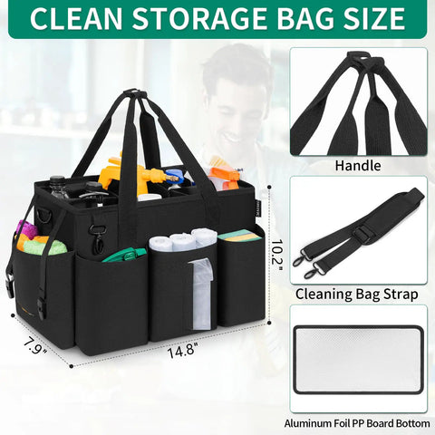 Wearable Cleaning Caddy Bag Pro Grade With Adjustable Shoulder Strap Large Capacity Organizer For Housekeepers And Cleaners