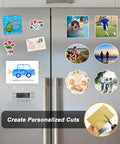 Magnetic fridge decorations made with Cuttable Magnetic Sheets Six Pack 8 By 10 Inches With Adhesive Backing For Crafts Paper Magnets And Stickers
