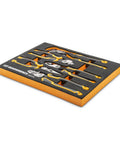 Pitbull Cushion Grip Pliers Set With Foam Storage Tray, K9 Jaw Grip, 5-piece hand tool set in black and orange foam tray
