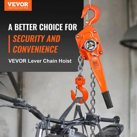 3 Ton Lever Chain Hoist 10 Ft Lift G80 Galvanized Carbon Steel with dual-pawl brake lifting a bicycle