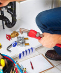 Pro Grade PTFE Plumbing Tape, Teflon Sealant Tape Half Inch By 520 Inches, 5.5 Mil Thickness, visible with plumber's tools