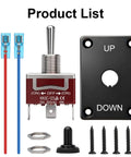 Momentary Toggle Switch 12V 30A SPDT 3 Pin On Off On Waterproof Marine Panel Mount With Cable Cap Weatherproof Construction Built For Boat Winch Auto Truck RV And Beefy Heavy Duty Ten Thousand Cycles, with wiring, plate, cap, nuts, and screws