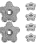 Heavy Duty Aluminum Hexagonal Gas Valve Handwheel Set 6 Pack For Cylinder Control Non Slip Grip No Tools Needed Rapid Swap Upgrade Your Setup, silver 5-spoke valve wheels