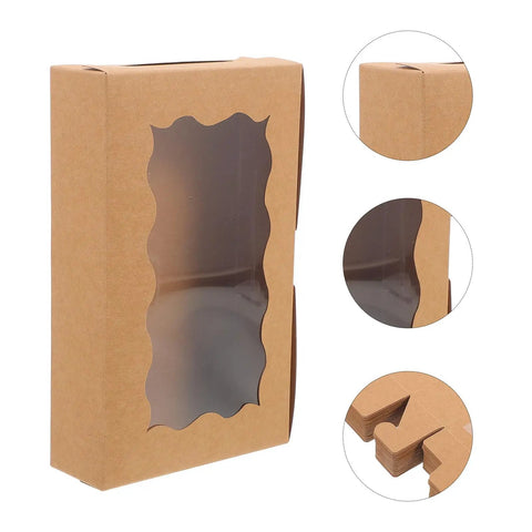 Brown DIY Cookie Boxes With Window 50 Pack Portable Paper Bakery Boxes For Treats Easy To Use And Versatile Packaging