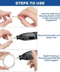 Steps for using the 115 Piece Polishing Buffing Wheel Set For Dremel Tools 1 Eighth Inch Shank Pro Grade Wool Buffers