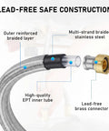 Three Quarters Inch Flexible Water Heater Hoses Kit 24 Inch Stainless Braided Connectors With Ball Valve Push To Connect