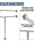 24 Inch Handicap Grab Bars For Bathroom Stainless Steel 304 Wall Mount And Floor Support Handrails No Slip Grip bar with stability features