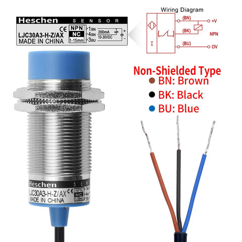 Front view of Capacitive Proximity Sensor M30 Non Shield Type NPN Normally Closed 3 Wire Output 10 To 30V DC Detects Dielectrics