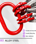 G80 alloy steel grab hooks and adjuster on Four Leg Bridle Web Sling Five Foot Heavy Duty Lifting Strap 6600lbs capacity purple straps