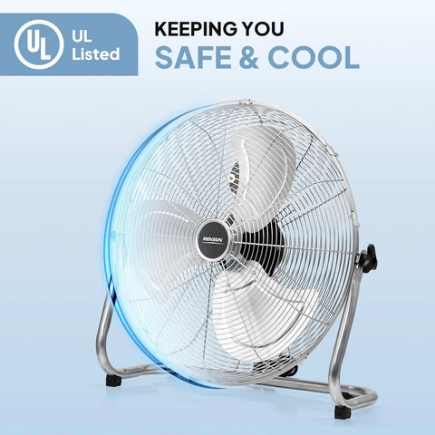 Beastly 20 Inch High Velocity Metal Floor Fan For Home And Industrial Use With Heavy Duty Build Adjustable Tilt 2800 CFM Three Speed Settings