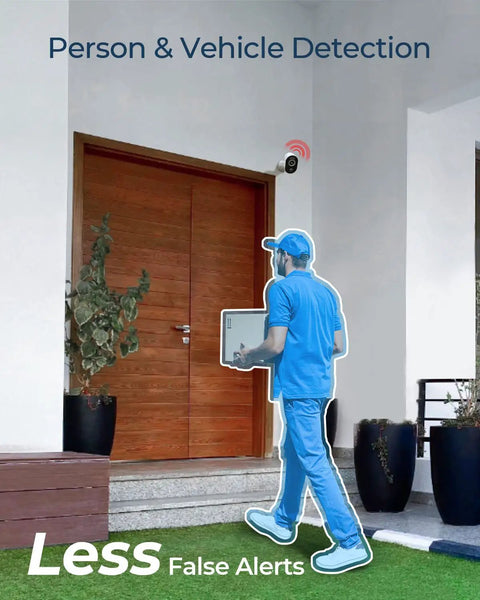 Delivery person detected by 5MP Solar Outdoor Security Camera Kit With Wireless Spotlight Night Vision at door
