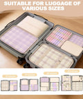 8 Piece Travel Packing Cubes Set With Shoe Bag And Hanging Toiletry Organizer in suitcase, tear resistant polyester