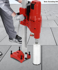 Workhorse Diamond Core Drill Machine With Heavy Stand, 4250W 500RPM Copper Motor in use on concrete floor.