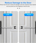 Automatic Door Closer Quiet Aluminum Alloy Self Closing Mechanism Spring in left and right door installation views.