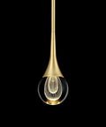 Teardrop Crystal Pendant Light With Gold Brushed Brass Finish One Light Mini LED Fixture Glass Globe Ceiling Pendant