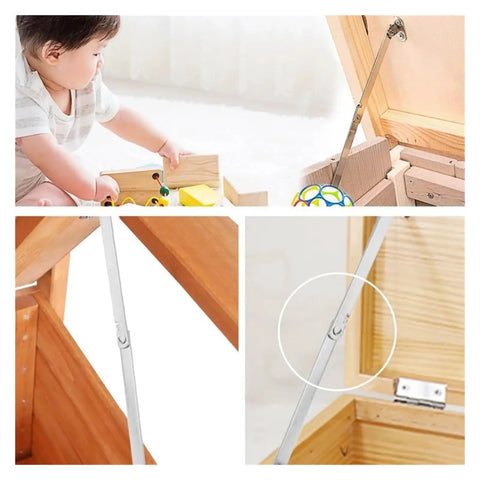 Self Closing Reversible Door Hinge Set for Cabinets, 2 pack, stainless steel lift-up stay on wooden cabinet door