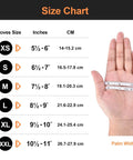 TitanFlex heavy duty orange nitrile glove size chart showing XS-XXL and a hand with a measuring tape