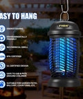 High Voltage Outdoor Bug Zapper 4200V Electric Insect Killer For Mosquitoes Flies Gnats And Wasps, Indoor Outdoor Use, hanging view