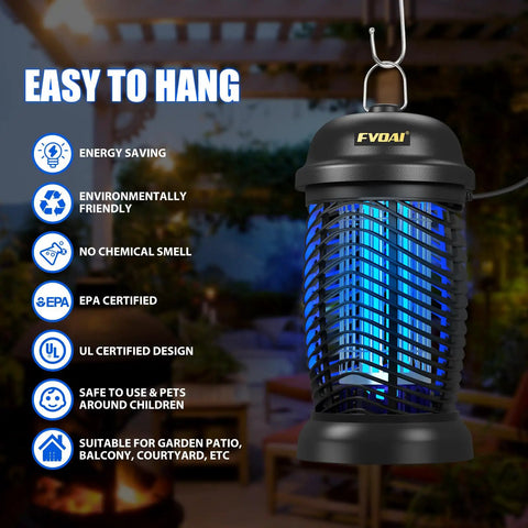 High Voltage Outdoor Bug Zapper 4200V Electric Insect Killer For Mosquitoes Flies Gnats And Wasps, Indoor Outdoor Use, hanging view
