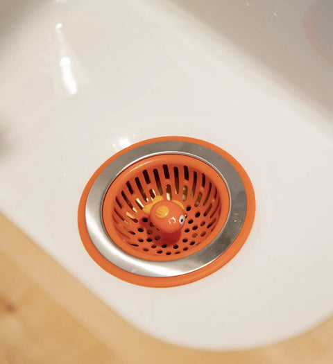 Splash Kitchen Sink Strainer Basket Fits All Standard Sinks 4.5 Inch Stainless Steel Orange Fish Drain Cover