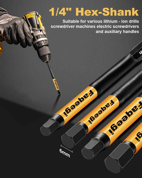 Faqeegi 20-piece 4-inch impact hex bit set with 1/4-inch hex shank and magnetic CNC tips
