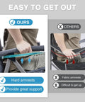 Comparison of armrest support, Oversized Folding Rocking Camping Chair With Padded Comfort Portable Rocker For Patio Lawn And Outdoors