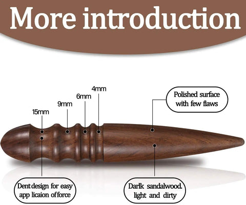 Sandalwood burnisher from Leather Craft Tool Set Six Piece With Four Edge Bevelers for smooth edges and precise creasing.