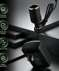 Top Shelf 120V To 12V 24W Ac Dc Converter Adapter Swaps Wall Outlet Power, showcasing plug and socket design for car tools.