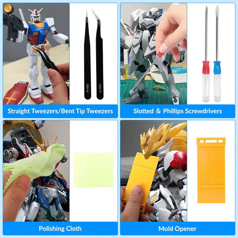 82 Piece Pro Model Tool Kit for Plastic Model Kits and Figure Builds All In One Hobby Set tools like tweezers and screwdrivers