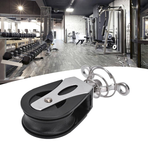 Beefy Nylon Swivel Sheave Block Pulley For Marine Rigging And Fitness Gear, 316 Stainless Steel displayed in a gym setting