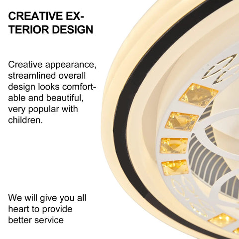 Close-up of 20In LED Enclosed Low Profile Flower Ceiling Fan Light with Remote showcasing unique creative exterior design elements.