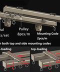 Heavy Duty Curtain Track System With Double Ceiling And Wall Mount Quiet Rollers For Room Divider And Sliding Doors In Champagne Finish Ideal For Living Room Bedroom And Closet 4.7 Meter Length Or 15.4 Feet, showing both top and side mounting codes.