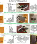 Hidden Cabinet Hinges 10 Piece Frog Style Non Mortise 90 Degree Spring Hinges For Cupboard Wardrobe Doors Soft Close Easy Install Steel Construction For Kitchens And Bathrooms showing installation process and dimensions