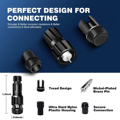 8Pack 5W Low Voltage Landscape Lights With Connectors 24V AC DC LED Spotlight Kit, showing nylon connectors and pins
