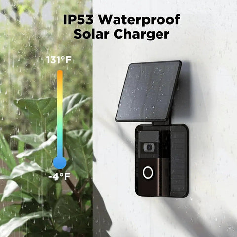 IP53 Waterproof Solar Charger For Ring Video Doorbell 3 3 Plus 4 And Battery Doorbell Plus mounted outdoors in rain