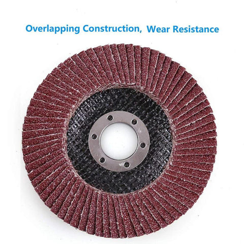 LotFancy 4.5-inch Type 27 flap disc, red aluminum oxide abrasive for angle grinders.